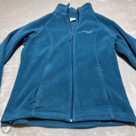 Columbia Jacket Women’s Size Medium Blue Full Zip Pocket Fleece Mock Neck - Picture 2 of 10